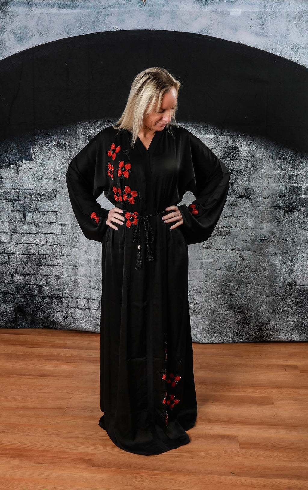 Bineta — The Red Bloom Abaya